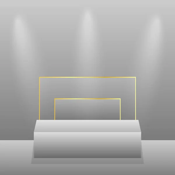 Pódio Branco Retangular Realista Estúdio Luz Ilustração Vetorial —  Vetores de Stock
