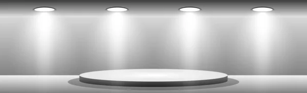 Podium Blanc Rond Réaliste Dans Studio Lumière Illustration Vectorielle — Image vectorielle