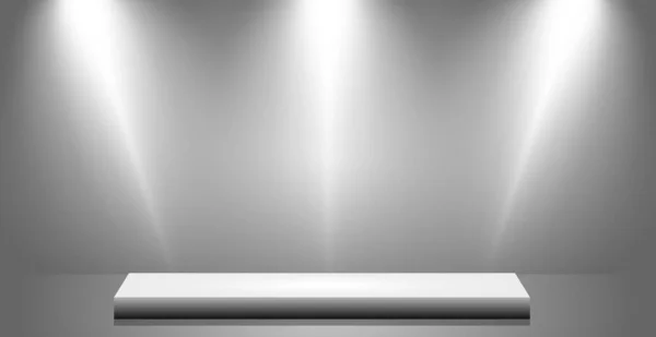 光线演播室中的真实感矩形白色讲台 矢量图解 — 图库矢量图片