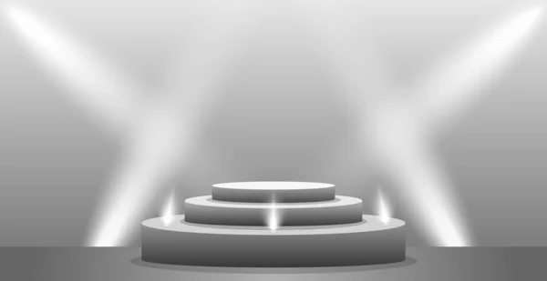 Realistisches Rundes Weißes Podium Einem Lichtstudio Vektorillustration — Stockvektor