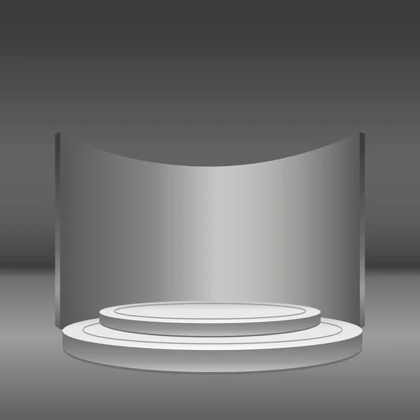 Podium Blanc Rond Réaliste Dans Studio Lumière Illustration Vectorielle — Image vectorielle