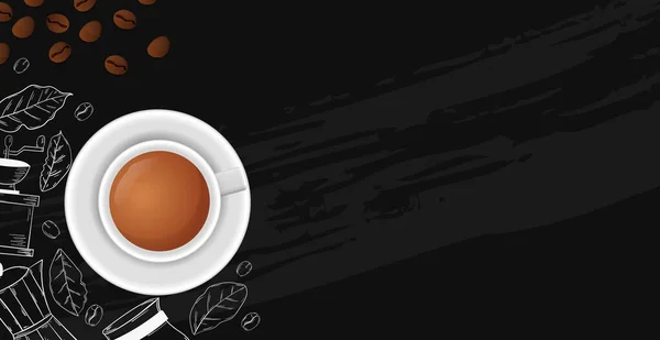Tło Kawy Realistyczną Filiżanką Kawy Wektor Ilustracji — Wektor stockowy