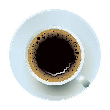 Beyaz arkaplanda gerçekçi bir kahve fincanı görünümü - vektör