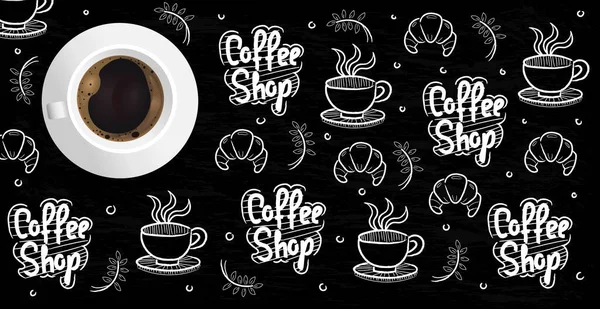 Кофейный Фон Реалистичной Чашкой Кофе Векторная Иллюстрация — стоковый вектор