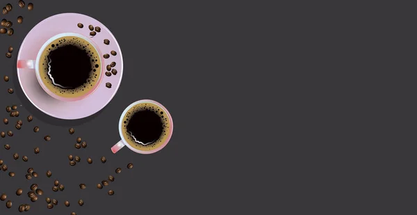 Café fundo com xícara realista de café - Vector — Vetor de Stock