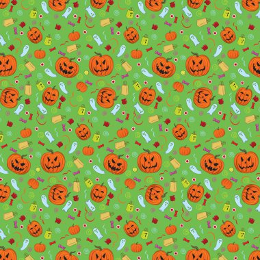 Bayram Cadılar Bayramı için renkli desen arkaplanı - Vektör illüstrasyonu