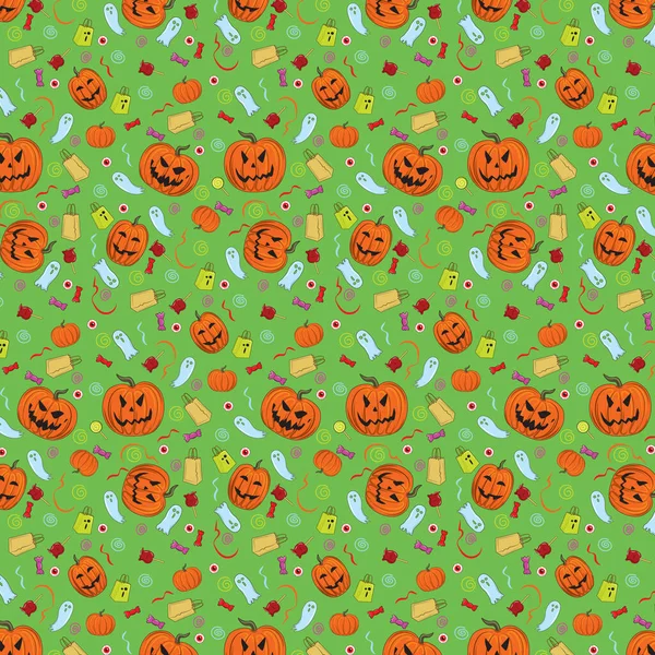 休日のハロウィンのためのカラフルなパターンの背景 ベクトルイラスト — ストックベクタ