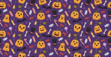 Bayram Cadılar Bayramı için renkli desen arkaplanı - Vektör illüstrasyonu