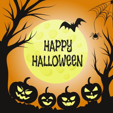 Cadılar Bayramı arka planında gerçekçi tatil balkabakları - Vektör illüstrasyonu