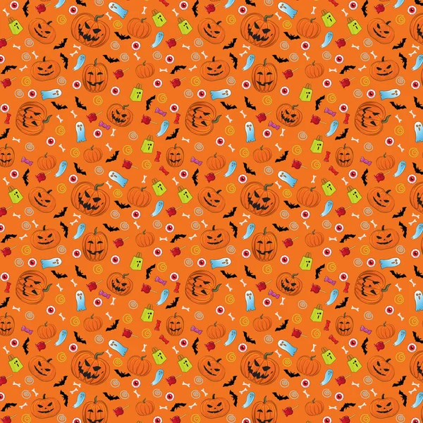 Fondo Patrón Colorido Para Fiesta Halloween Ilustración Vectorial — Vector de stock