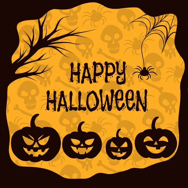Realistische Feiertagskürbisse Auf Halloween Totenköpfen Hintergrund Vektor Illustration — Stockvektor