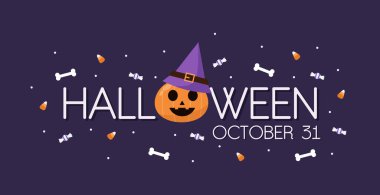 Cadılar Bayramı renkli parlak web afişi - Vektör illüstrasyonu