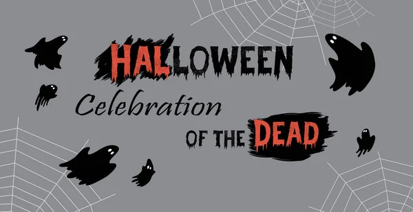 Bannière Web Lumineuse Colorée Félicitations Pour Les Vacances Halloween Nuit — Image vectorielle