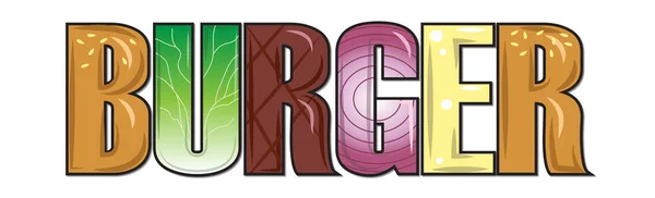 Logo Palabra Burger Estilizado Como Comida Rápida Ilustración Vectorial — Archivo Imágenes Vectoriales