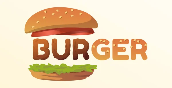 Logo Palavra Burger Estilizado Como Fast Food Ilustração Vetorial — Vetor de Stock