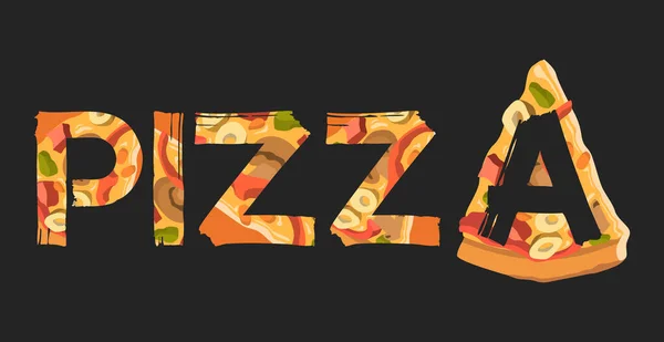 Слово Pizza Стилизовано Стильный Логотип Векторная Иллюстрация — стоковый вектор