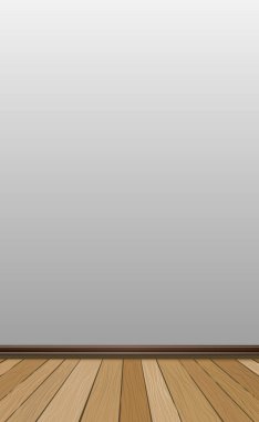 Gerçekçi açık ahşap zemin ve beyaz duvar, sunum için arkaplan - Vektör illüstrasyonu