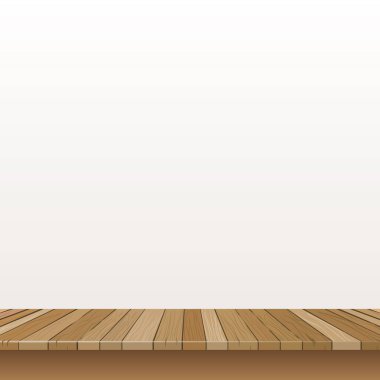 Büyük masa üstü, tahtalardan ahşap doku, beyaz arkaplan - Vektör illüstrasyonu