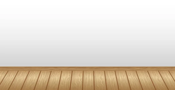 Realistischer Heller Holzboden Und Weiße Wand Hintergrund Für Die Präsentation — Stockvektor