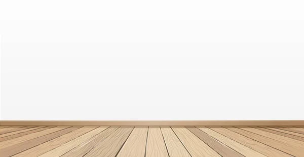 Plancher Bois Clair Réaliste Mur Blanc Fond Présentation Illustration Vectorielle — Image vectorielle