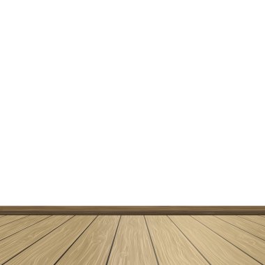 Gerçekçi açık ahşap zemin ve beyaz duvar, sunum için arkaplan - Vektör illüstrasyonu