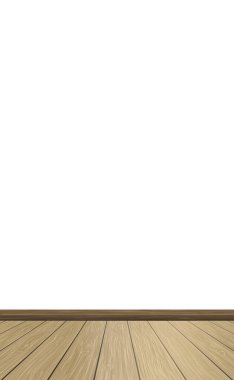 Gerçekçi açık ahşap zemin ve beyaz duvar, sunum için arkaplan - Vektör illüstrasyonu