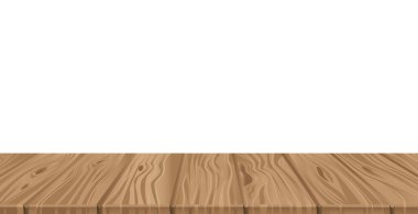 Büyük masa üstü, tahtalardan ahşap doku, beyaz arkaplan - Vektör illüstrasyonu