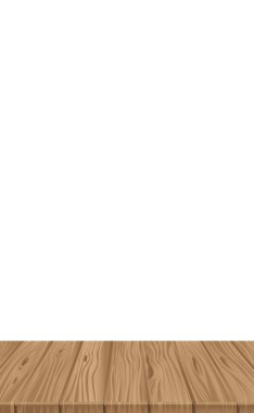 Büyük masa üstü, tahtalardan ahşap doku, beyaz arkaplan - Vektör illüstrasyonu