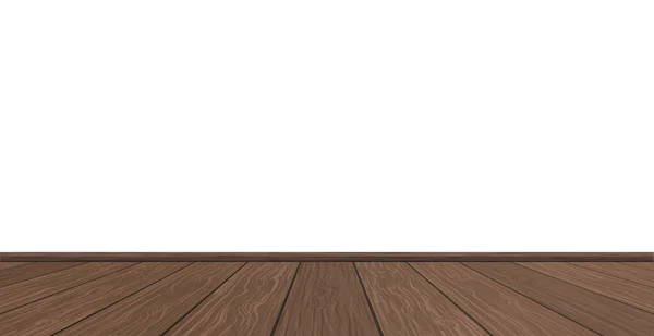 Realistischer Dunkler Holzboden Und Weiße Wand Hintergrund Zur Präsentation Vector — Stockvektor