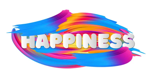 Texte Créatif Lumineux Élégant Happiness Sur Fond Blanc Illustration Vectorielle — Image vectorielle