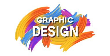 Beyaz arkaplan üzerine parlak yaratıcı metin GRAPHIC DESIGN - Vektör illüstrasyonu