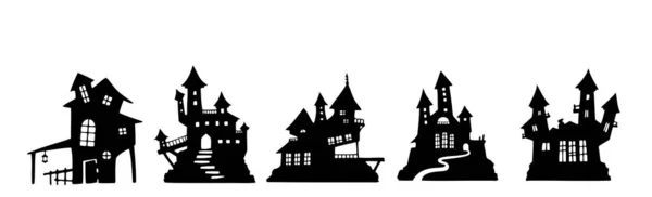 暗い城の選択は白い背景にハロウィン ベクトルイラスト — ストックベクタ