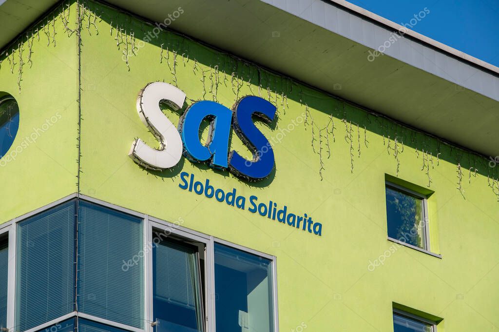 Bratislava, Slovakia - October, 8, 2025 :  Liberal House (Liberalny dom).  Headquarters of  Freedom and Solidarity (Slovak: Sloboda a solidarita, SaS) , liberal political party in Slovakia.
