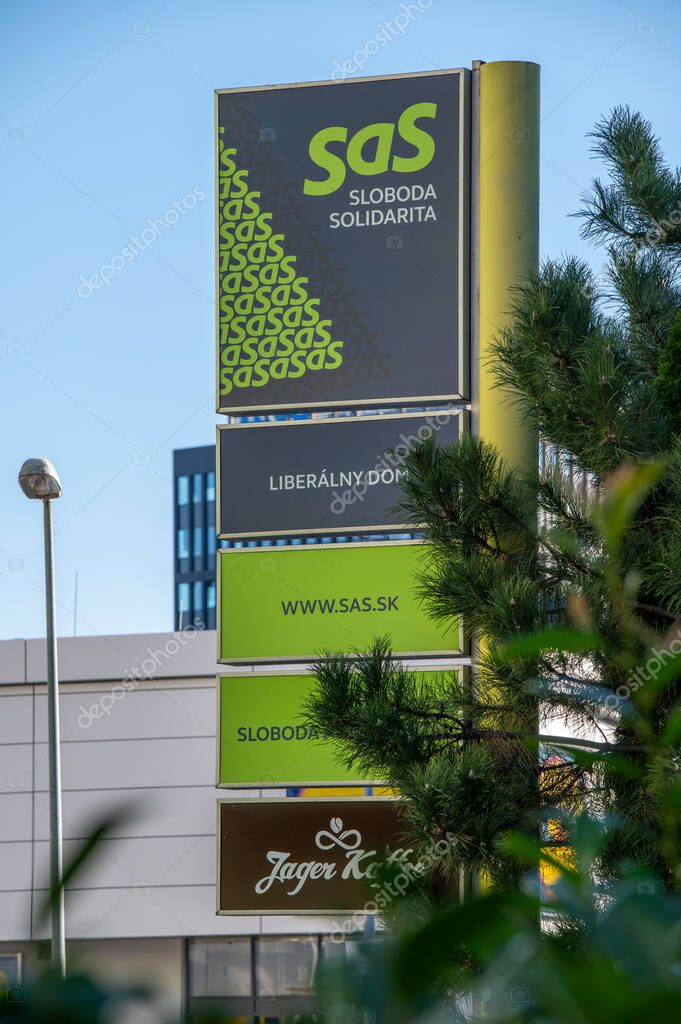 Bratislava, Slovakia - October, 8, 2025 :  Liberal House (Liberalny dom).  Headquarters of  Freedom and Solidarity (Slovak: Sloboda a solidarita, SaS) , liberal political party in Slovakia.