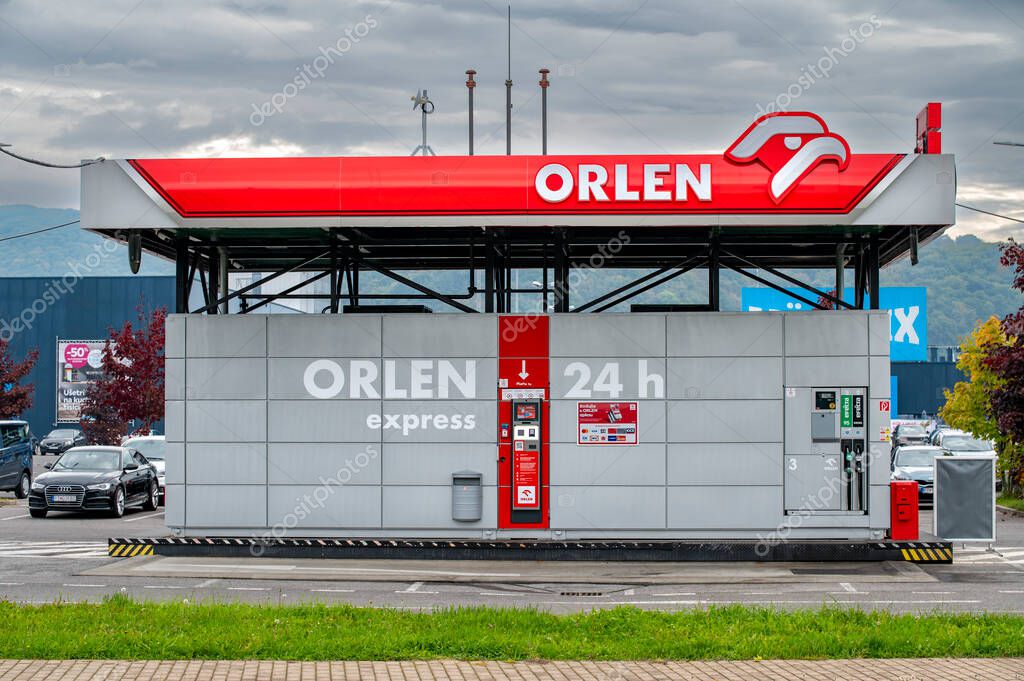 Banska Bystrica, Slovakia - October, 9, 2025 :  Orlen express24h petrol station. Orlen self service gas station.