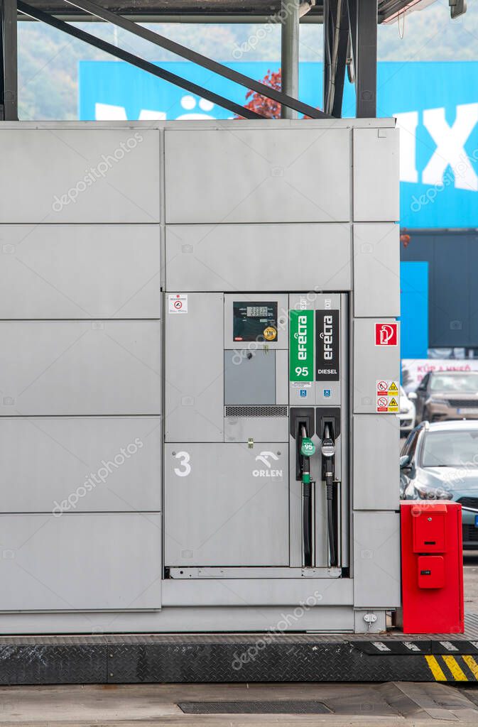 Banska Bystrica, Slovakia - October, 9, 2025 :  Orlen express24h petrol station. Orlen self service gas station.