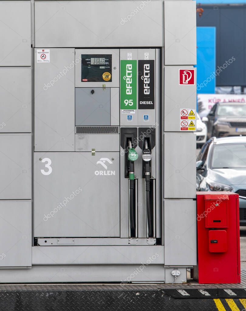 Banska Bystrica, Slovakia - October, 9, 2025 :  Orlen express24h petrol station. Orlen self service gas station.