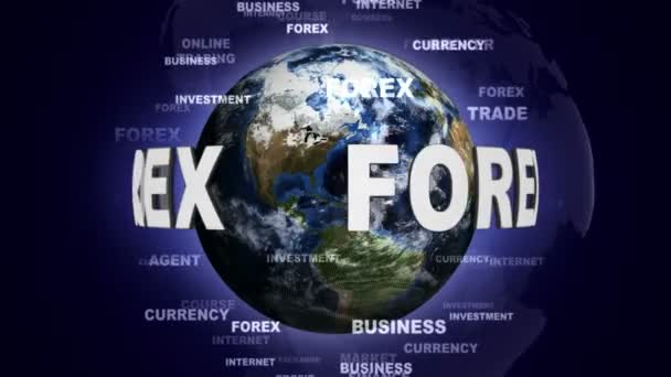 Forex Text Animation With Keywords And Earth Loop 4k - 