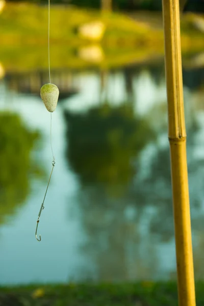 Poste de pesca con flotador y gancho — Foto de Stock