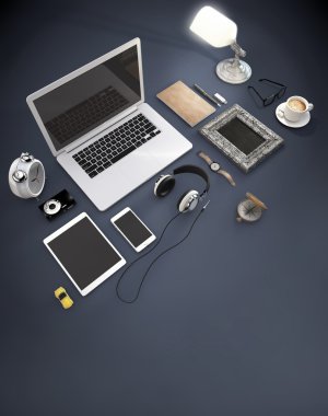 Üstten Görünüm office Resepsiyon kahraman başlığı için duyarlı webdesign