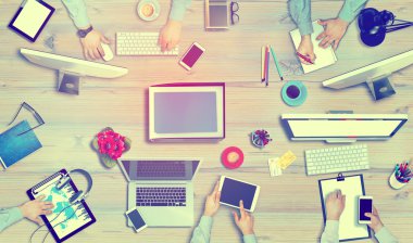 İş takım toplantısı. Beyin fırtınası, planlama kavramı