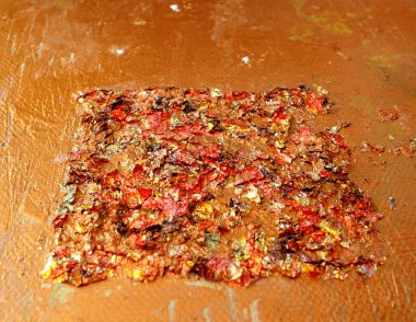 Özgün bir resmin dokusu, arkaplanı ve renkli görüntüsü, tuval üzerindeki yağ 