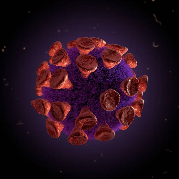 Coronavirus Covid 19概念可用于疾病爆发 而Coronaviruses Influenza则将流感作为大流行病等危险的流感病毒株 显微镜病毒关闭 3D渲染 — 图库照片