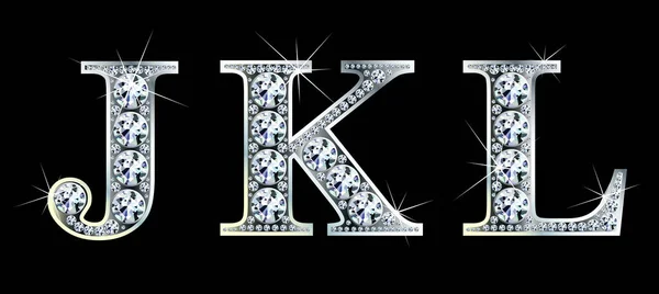 Diamond Alphabet Letters Stunning Beautiful Jewelry Set Gems Silver Vector — Stock Vector