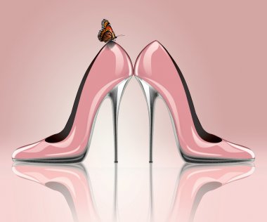 High heel shoes with butterfly