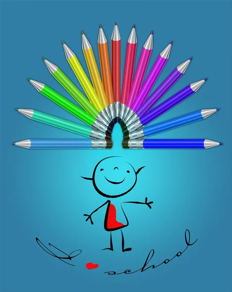 Color Crayons palette and children drawing — Stock Photo, Image