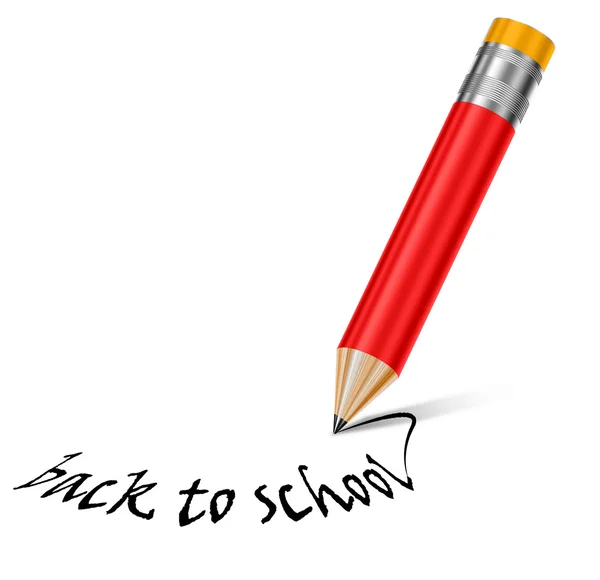 Lápis vermelho escrevendo texto 'de volta à escola' — Fotografia de Stock