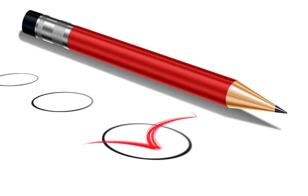 Red crayon completing check-box on — Stock Photo, Image