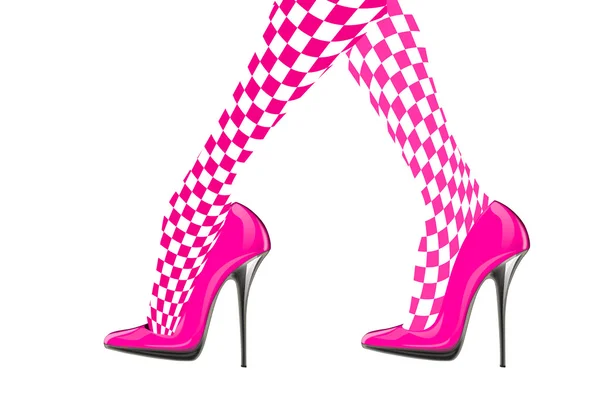 Jambes de femme avec des chaussures à talons hauts roses — Photo