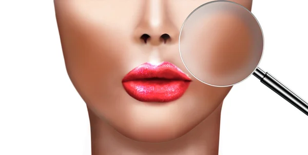 Pintura digital de menina bonita com lábios sexy — Fotografia de Stock